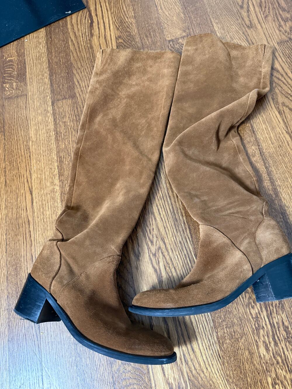 Jeffrey Campbell Raylan Over the Knee Block Heeled Boot Brown Suede US 7.5
